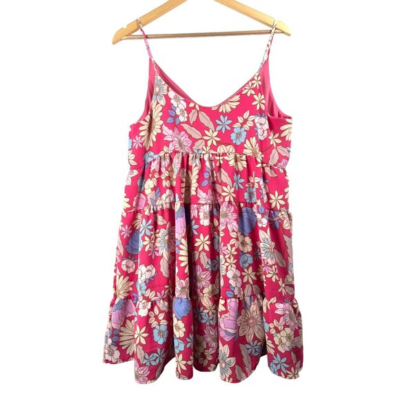 Altar'd State Dresses & Skirts - altar'd State Pink floral babydoll tiered mini dress pink Y2K 90s sz m
